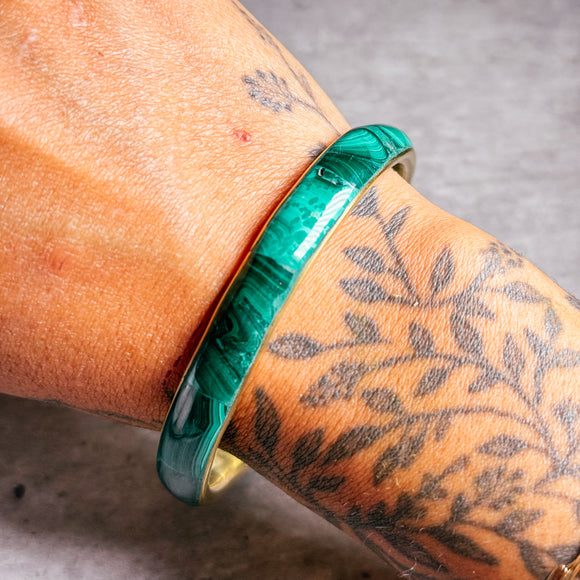 Malachite brass bangle