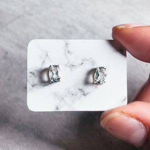 White topaz oval 925 studs