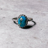 Blue copper turquoise 925 s6 ring