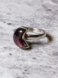 Red labradorite moon 925 ring