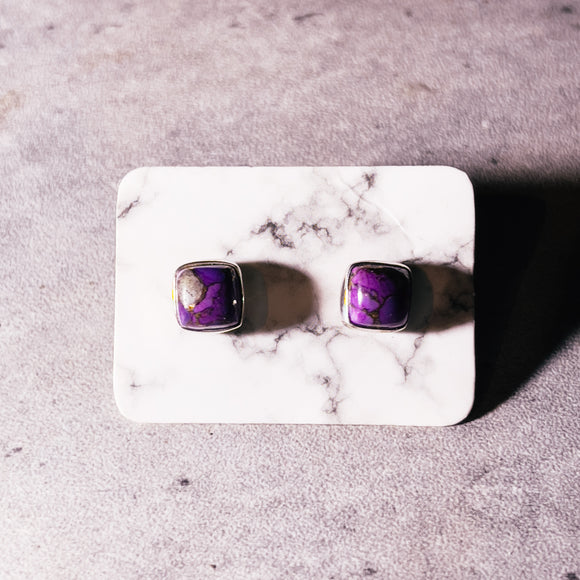 Purple copper turquoise 925 studs