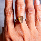 Peach sunstone coffin 925 sz8 ring