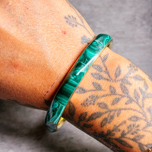 Malachite brass bangle