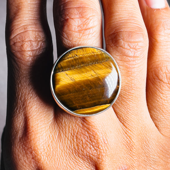 Tigers eye 925 adjustable ring