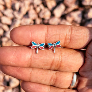 Kingman turquouse coral dragonfly 925 studs