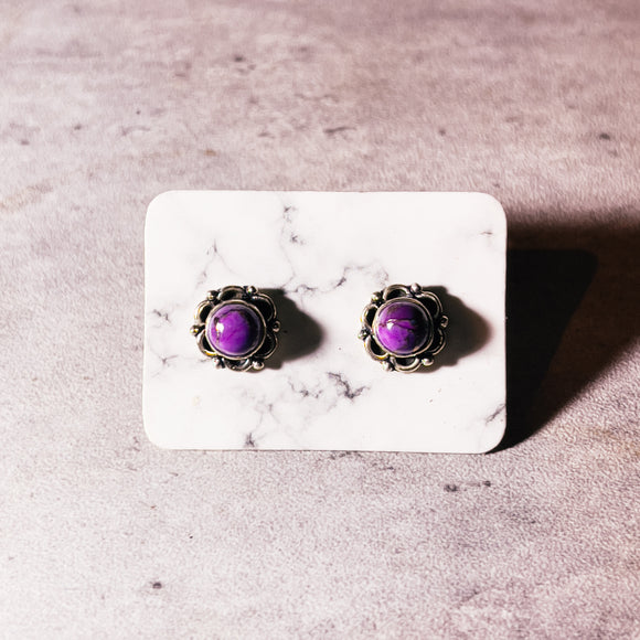 Purple copper turquoise 925 studs