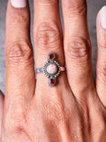 Rhodochrosite garnet 925 sz8 ring