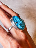 Sleeping beauty turquoise Ganesha 925 adjustable ring