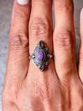 Charoite & Amethyst 925 ring sz8
