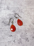 Carnelian 925 faceted drop dangles