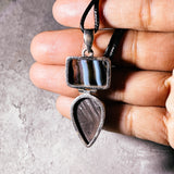 Banded Agate & hypersthene 925 pendant