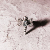 Blue topaz dragonfly 925 sz5.5 ring