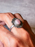 Rhodochrosite garnet 925 sz9.5 ring