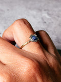 Sapphire flower brass & 925 ring sz7