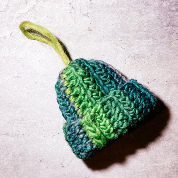 Handmade crochet beanie ornament