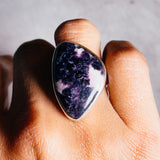 Lepidolite 925 sz6 adjustable ring