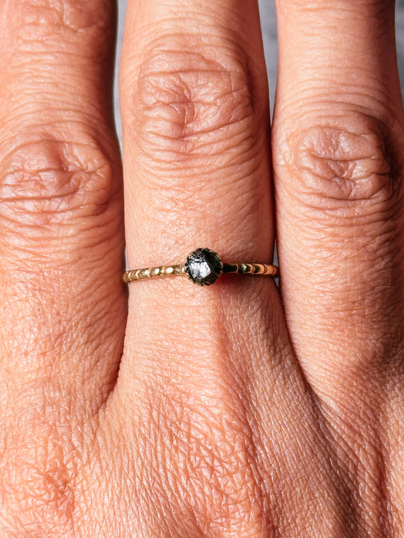 Shungite brass ring sz8.5