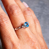 Blue topaz heart 925 sz7.25 ring