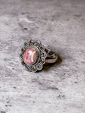 Rhodochrosite garnet 925 sz9.5 ring