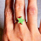 Green Mohave turquoise star 925 s7.75 ring