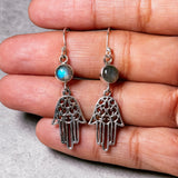 Labradorite hamsa 925 dangles