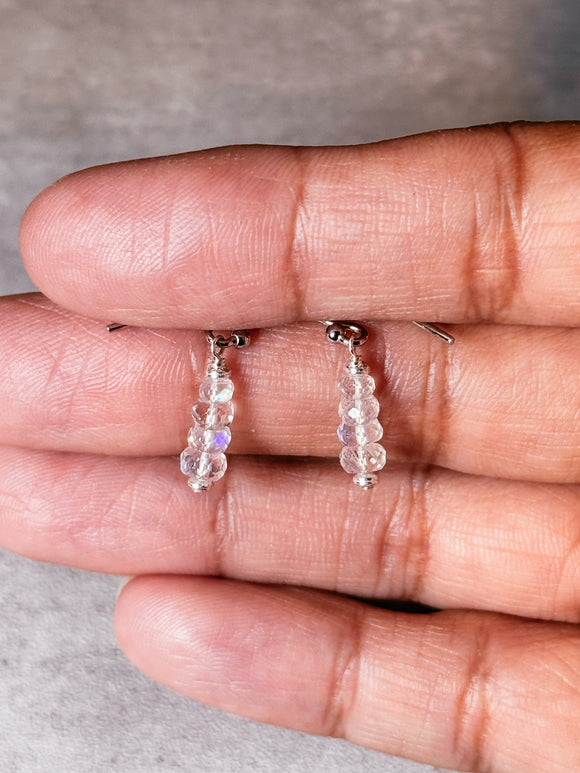 Rainbow moonstone rondel 925 dangles