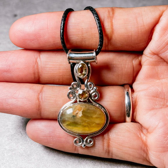 Golden healer & citrine 925 pendant