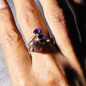 Amethyst cacoxenite sz8.5 925 ring