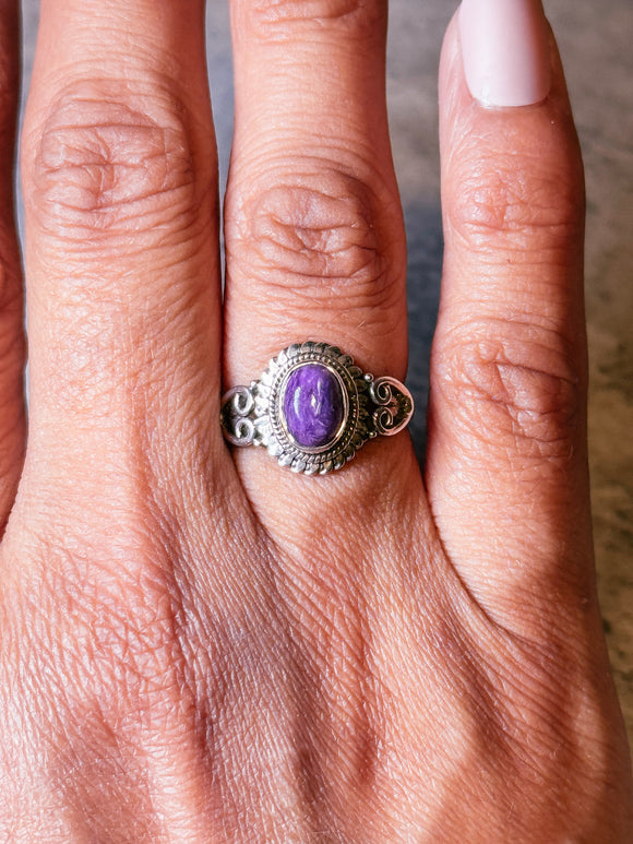 Charoite 925 ring sz7