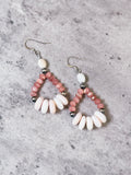 Rhodochrosite & pink conch 925 NP earrings
