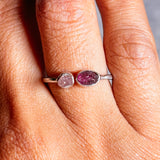 Garnet rose quartz 925 sz6 ring