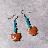 Kingman turquoise aventurine butterfly 925 earrings