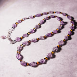 Carved amethyst Spinel Opal 925 necklace