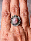 Rhodochrosite garnet 925 sz9.5 ring