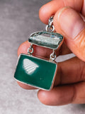 Ancient Roman glass & green onyx 925 pendant