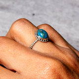 Blue copper turquoise 925 s6 ring