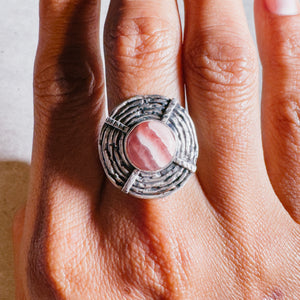 Rhodochrosite sz8.75 925 ring