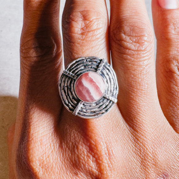 Rhodochrosite sz8.75 925 ring