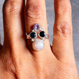 Amethyst pearl onyx 925 sz6.25 ring