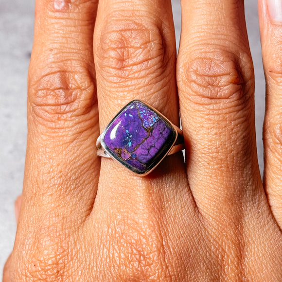 Purple copper turquoise 925 sz8.25 ring