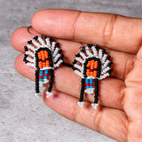 Vintage beaded leather earrings