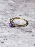 Purple copper turquoise brass & sterling ring sz9