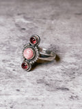 Rhodochrosite garnet 925 sz8 ring