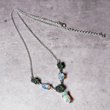 Moldavite & Ethiopian opal 925 necklace