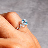 Blue topaz heart 925 sz5 ring