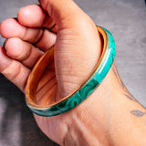 Malachite brass bangle