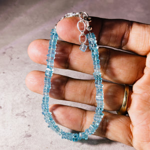 Blue apatite square 925 bracelet