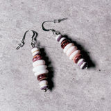 Pink conch, spiny oyster & wampum shell 925 earrings