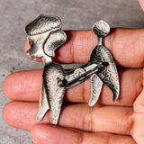 Nickel silver poodle pin