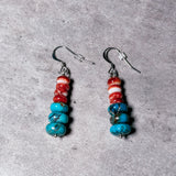 Kingman turquoise & Spiny oyster 925 earrings